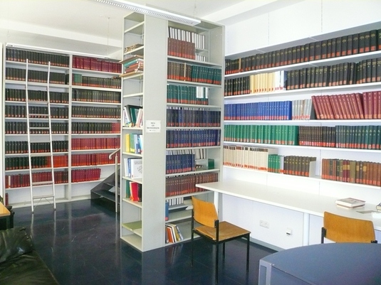 Arbeitsplätze in der Institutsbibliothek (Bild: Bernhard Kleber)